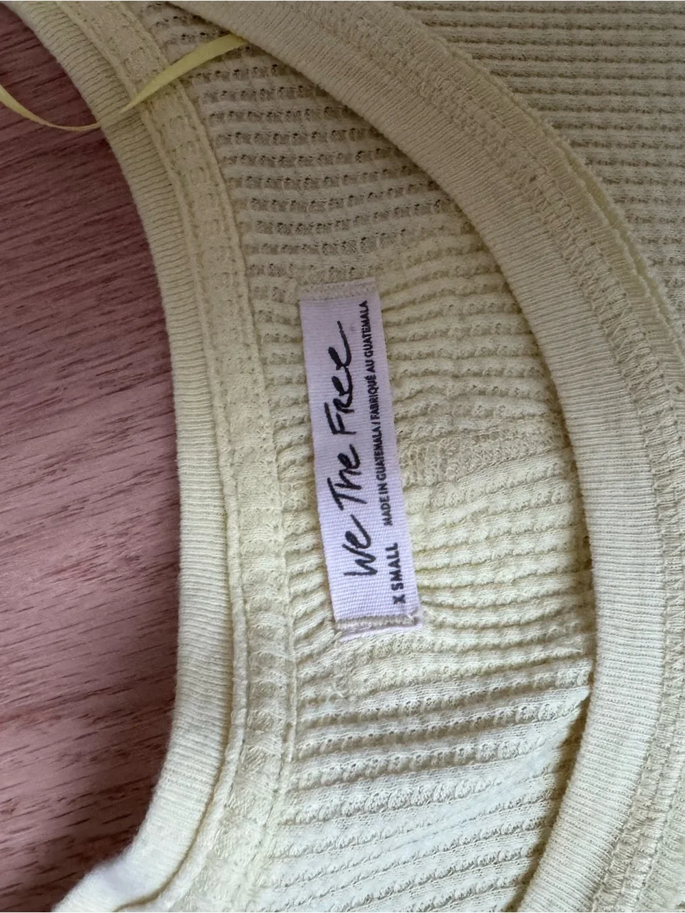 Free People Yellow Waffle Knit Crewneck Top - Picture 4 of 4